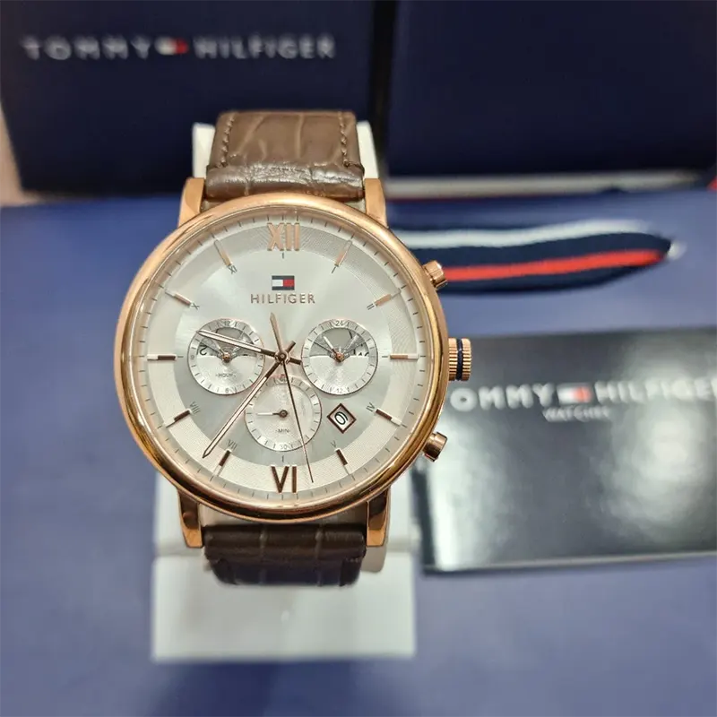 Tommy Hilfiger Evan Chronograph Brown Leather Men's Watch- 1710394